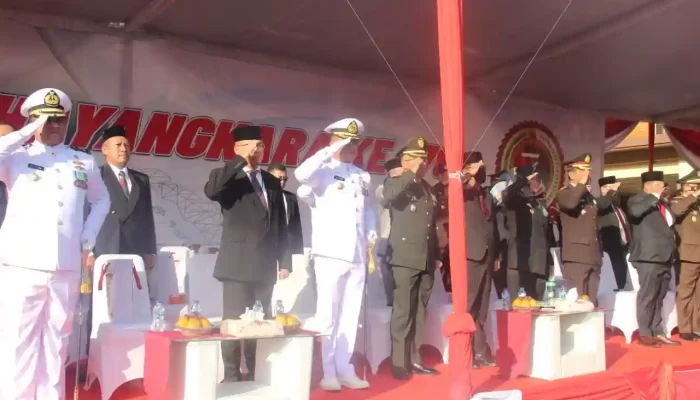 Danbrigif Marinir Hadiri Peringatan Hari Bhayangkara ke-76 di Mapolda Lampung