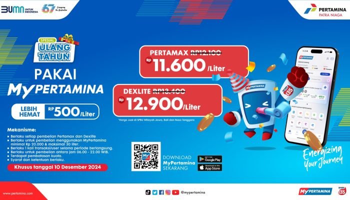 Cuma Hari ini!! MyPertamina Promo Istimewa Spesial HUT Pertamina ke-67