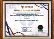 Polres Metro Torehkan Prestasi Dengan Menerima Penghargaan Dari Ombusman RI.