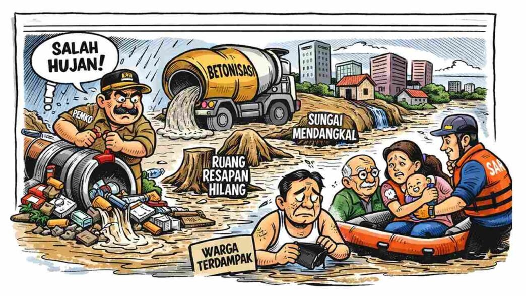 Kota di Bawah Air Banjir Bandar Lampung