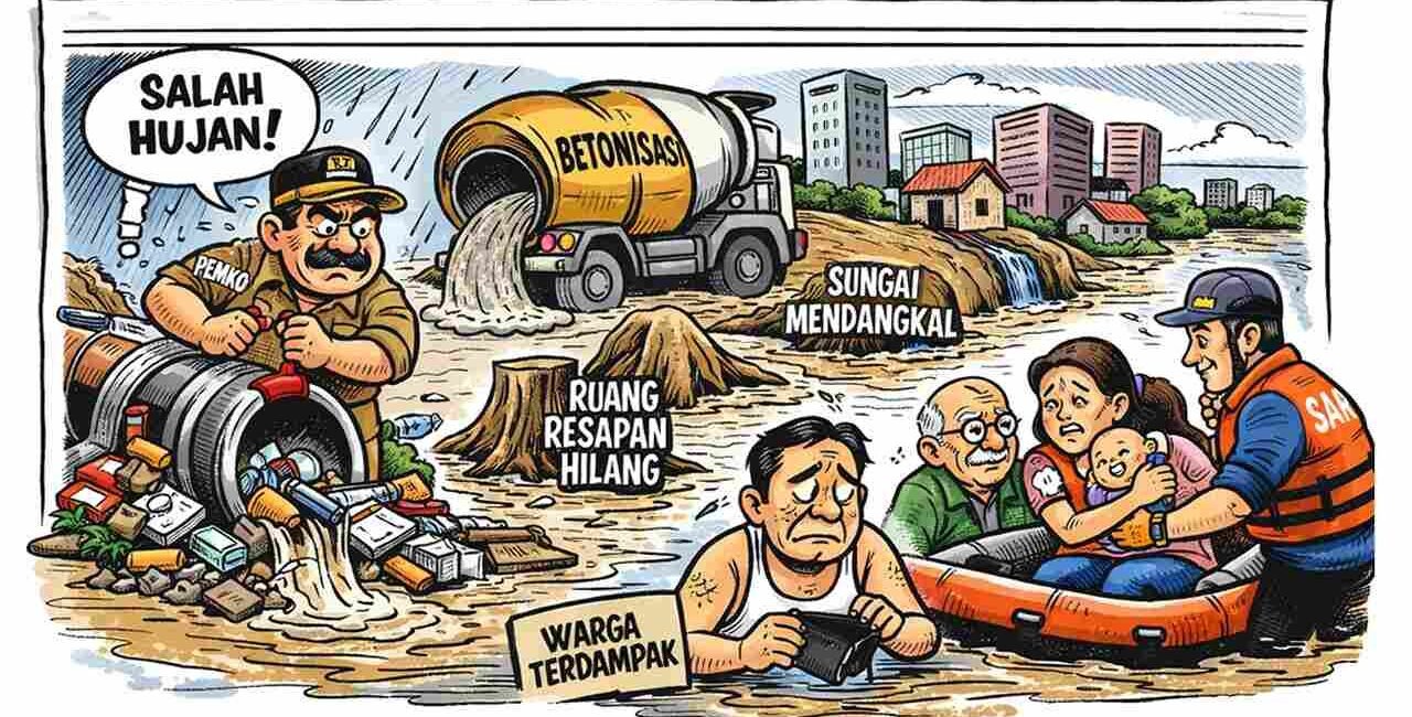 Kota di Bawah Air Banjir Bandar Lampung