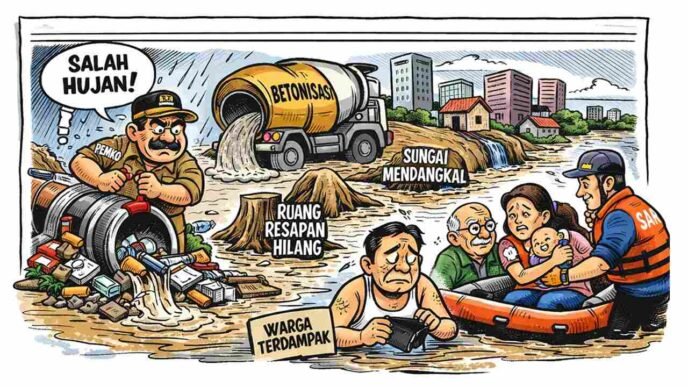 Kota di Bawah Air Banjir Bandar Lampung