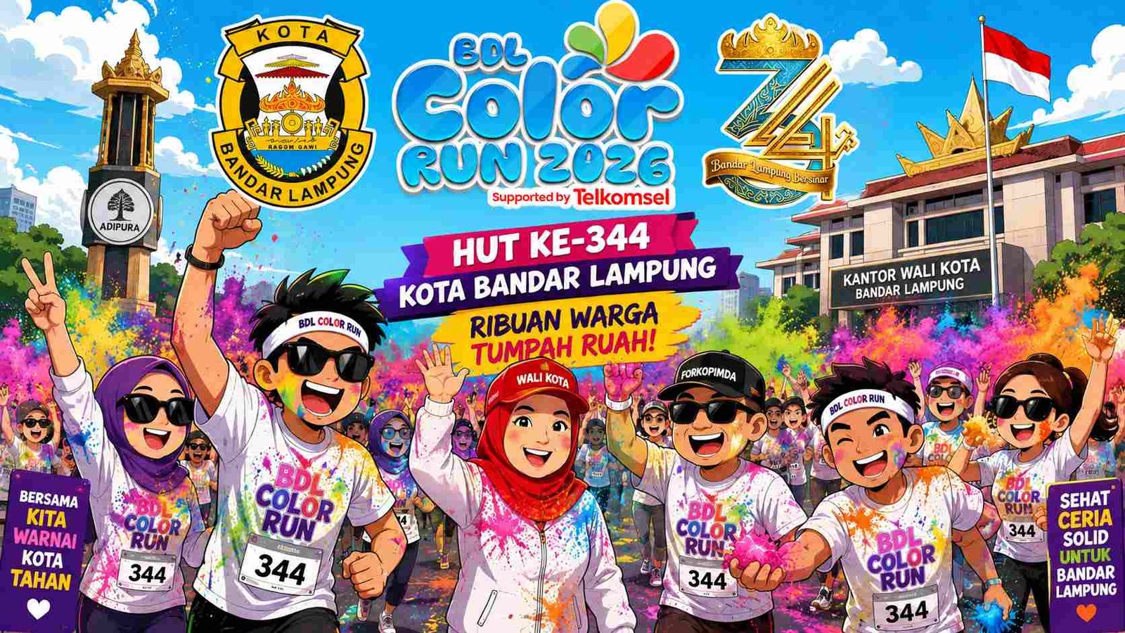 BDL Color Run 2026 Meriahkan HUT ke-344 Kota Bandar Lampung, Ribuan Warga Ikuti Ajang Penuh Warna
